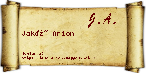 Jakó Arion névjegykártya